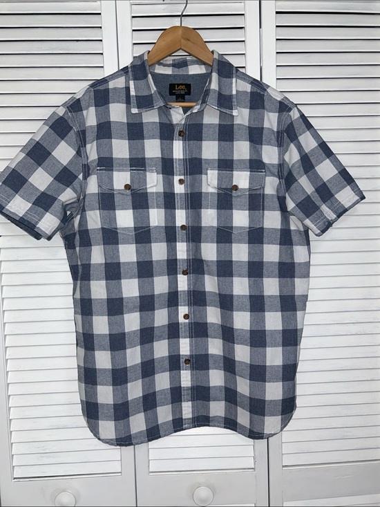 Lee Other - LEE MEN’s Short-Sleeve Blue and White Check Shirt  Size Large